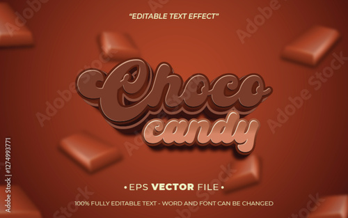 Choco Candy editable text effect vector template with 3d style