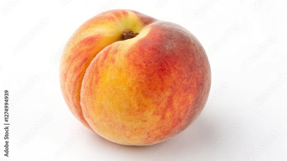 A fresh peach isolated on white background A fresh peach isolated on white background