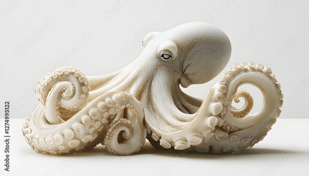 Obraz premium Elegant sculpture of an octopus displayed on a white surface