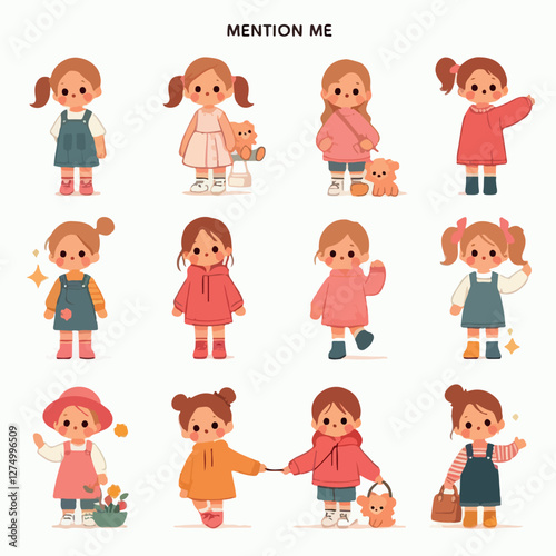 Pictures of girls' sets of various styles