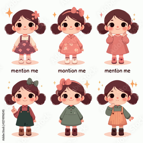 Pictures of girls' sets of various styles