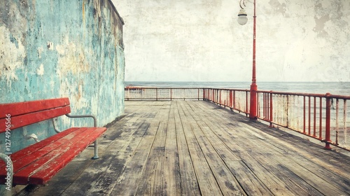 Fotografie vintage seaside boardwalk nostalgic charm beach scene