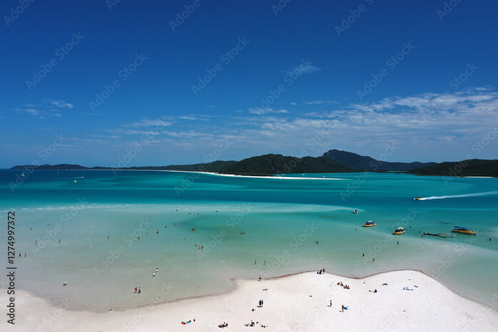 Aerial drone landscape view Whitehaven Beach