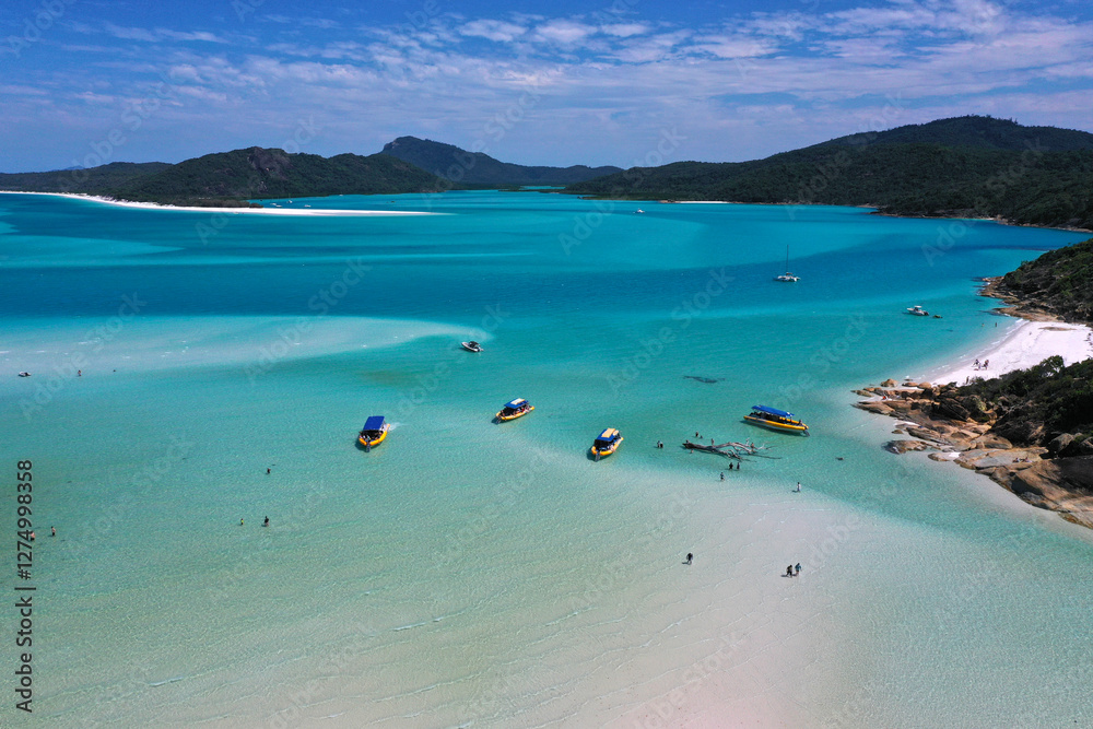 Aerial drone landscape view Whitehaven Beach