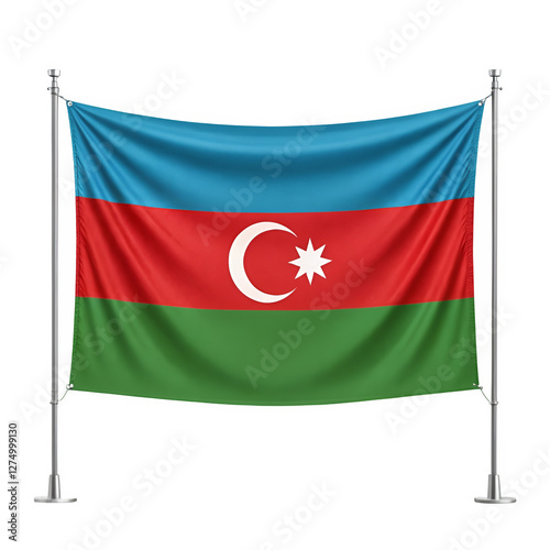 National flag of Azerbaijan in high quality. photo