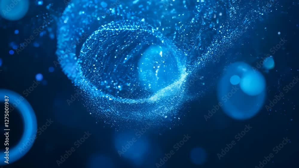 Glittering Blue Magic Particles Glow and Flow in a Viscous Liquid with Stunning Bokeh for a Fantastic 4K Background