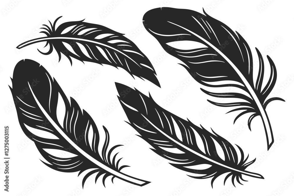 Obraz premium set of Feather silhouette vector illustration