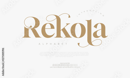 Rekola typography beauty fashion elegant minimalist serif italic fonts decorative wedding vintage retro logos. Minimal luxury font alphabet logo. Vector illustration