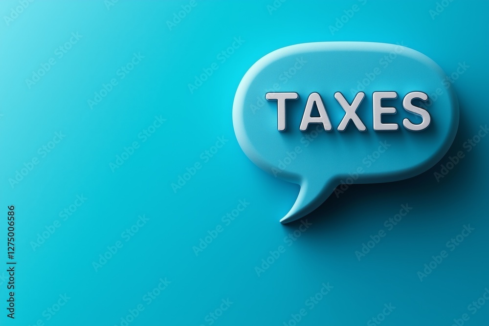 Speech Bubble block with taxes business word. 3D rendering on blue background. Speech Bubble block with taxes business word. 3D rendering on blue background.