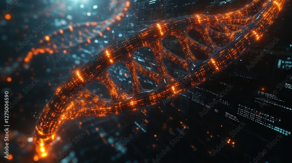 Fototapeta premium Illuminated DNA Helix: A Glimpse into Genetic Code