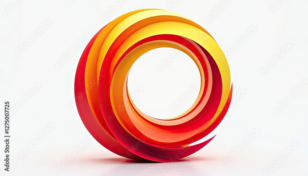 Visually Stunning Abstract 3D RedYellow Spiral Illustration on White Background. A 3D rendering of a red and yellow spiral design. Visually Stunning Abstract 3D RedYellow Spiral Illustration on White Background. A 3D rendering of a red and yellow spiral design.