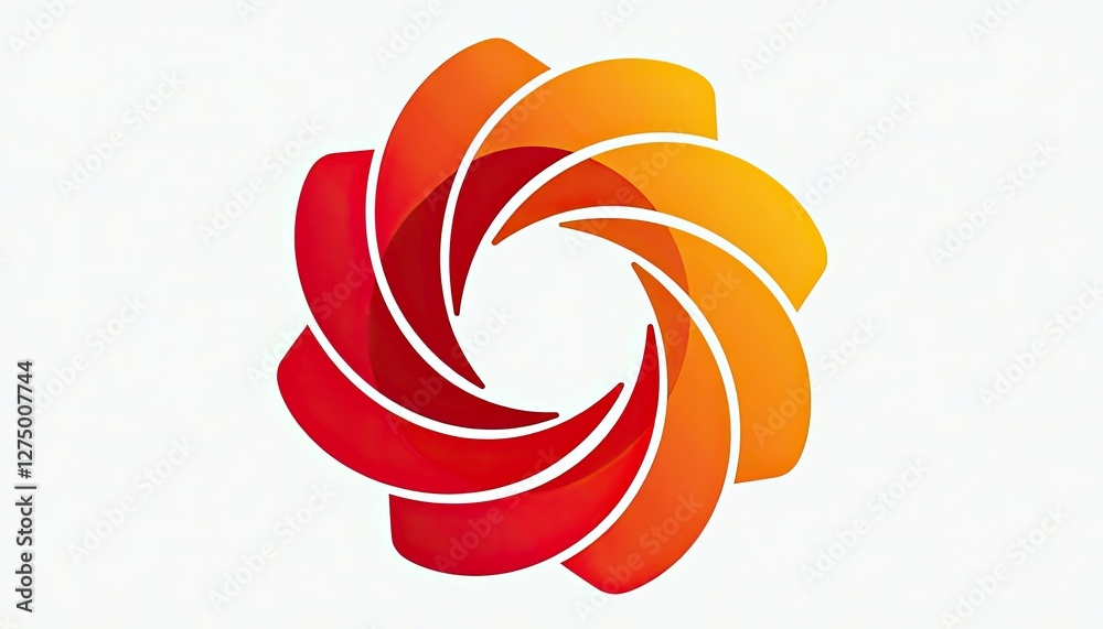 Obraz premium Vibrant Red and Orange Camera Lens Logo on Stunning White Background. A stylized red and camera lens logo.