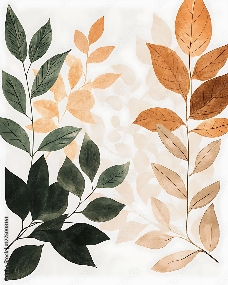 custom made wallpaper toronto digitalflowers and leaves in pictures illustrator2D. Generative AI Illustration