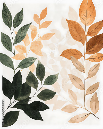 Wallpaper Mural flowers and leaves in pictures illustrator2D. Generative AI Illustration Torontodigital.ca