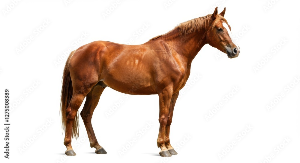 Chestnut Horse Isolated on White Background Chestnut Horse Isolated on White Background