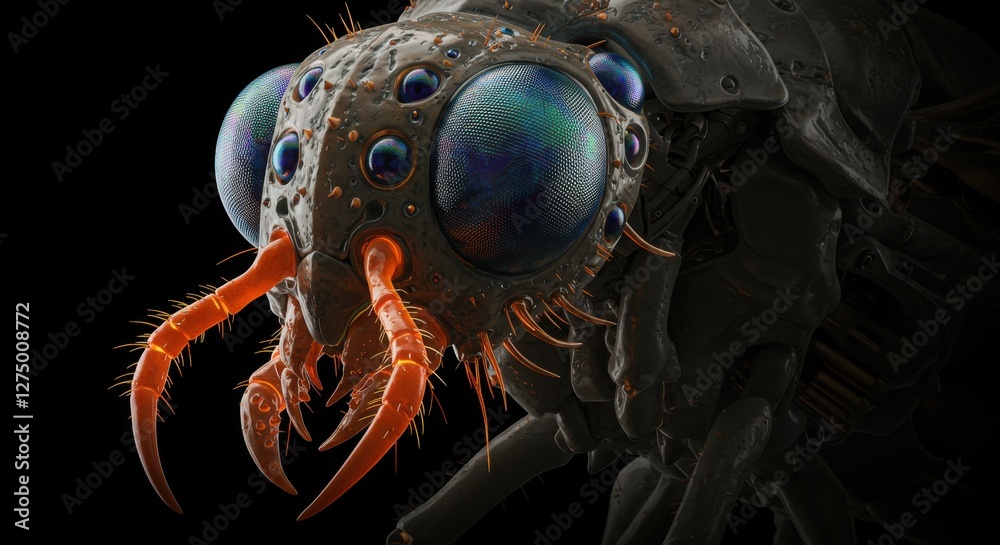 Fototapeta premium Cybernetic Insect: A Close-Up of a Futuristic Biomechanical Creature
