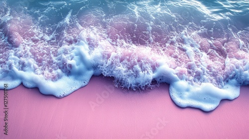 Pink Beach Waves, Soft Foamy Water