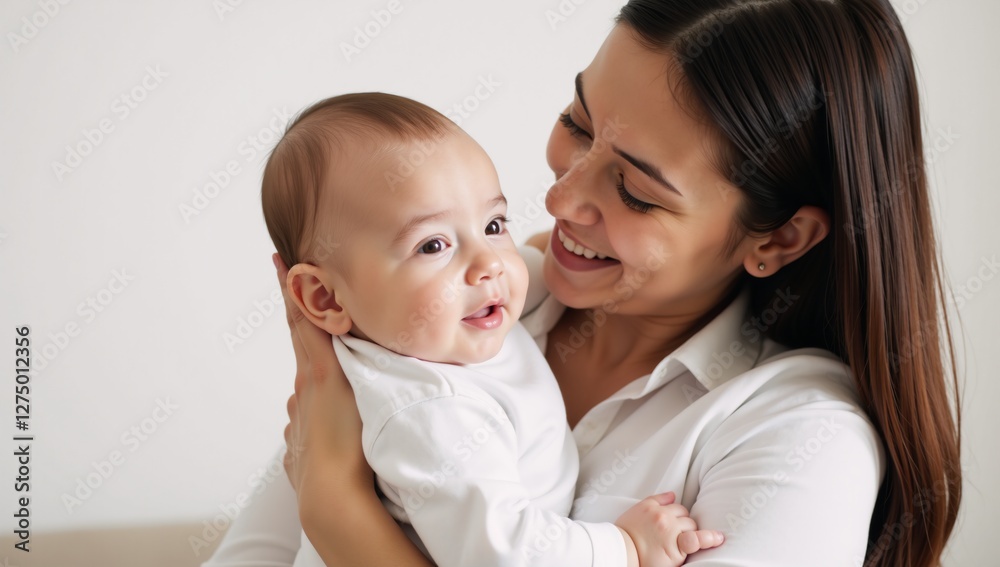 A loving mother nurturing her baby with comfort and care A loving mother nurturing her baby with comfort and care