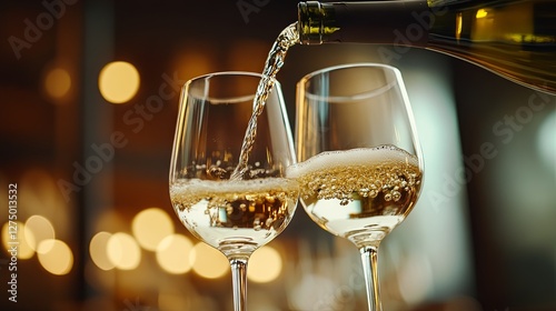 Wallpaper Mural Two glasses of white wine poured elegantly, capturing simplicity and refined taste. Torontodigital.ca