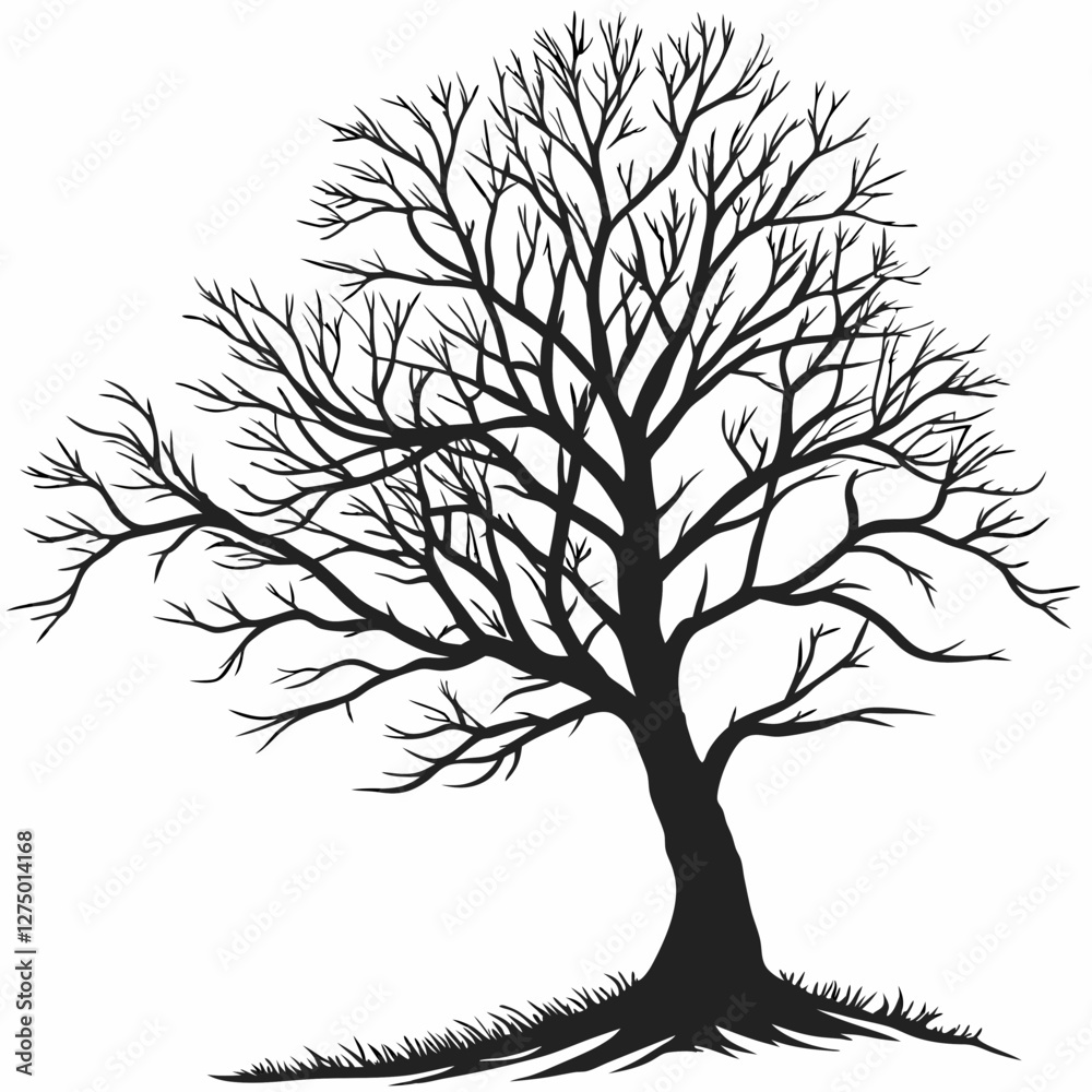 Obraz premium bare tree silhouette vector illustration