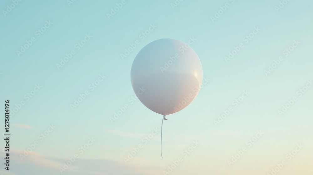 27.Minimalistic view of a giant white PVC helium balloon floating serenely against a soft gradient sky, with light reflecting subtly off its glossy surface. 27.Minimalistic view of a giant white PVC helium balloon floating serenely against a soft gradient sky, with light reflecting subtly off its glossy surface.