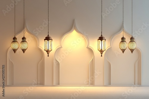 Modern Ramadan Background with Minimalist Mosque Silhouette