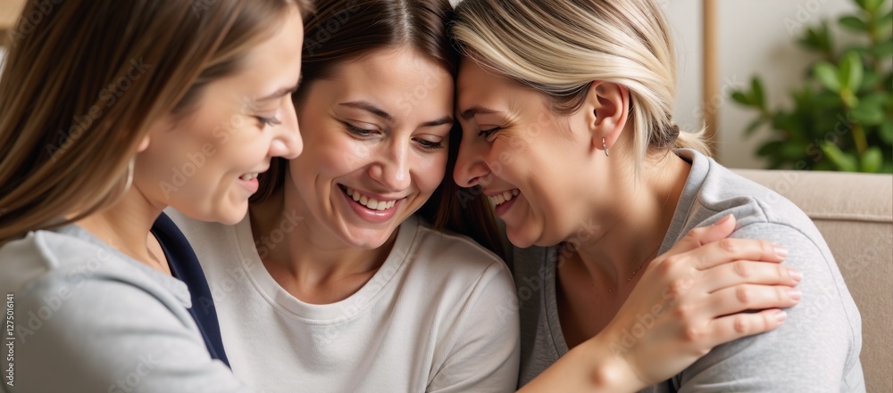 Fototapeta premium Illustration depicts supportive friends family helping a stresseddepressed young woman