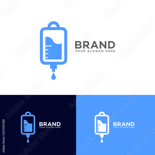 Medical IV Drip Bag Logo Design Brand Identity Variations