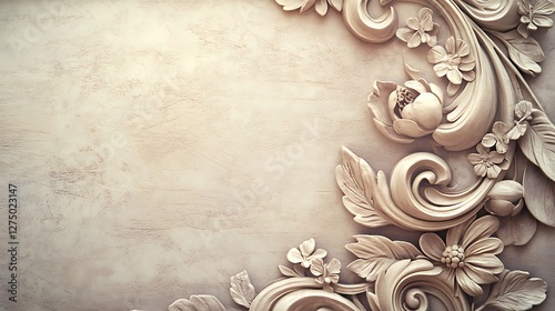 Elegant Floral Ornamentation On Beige Background