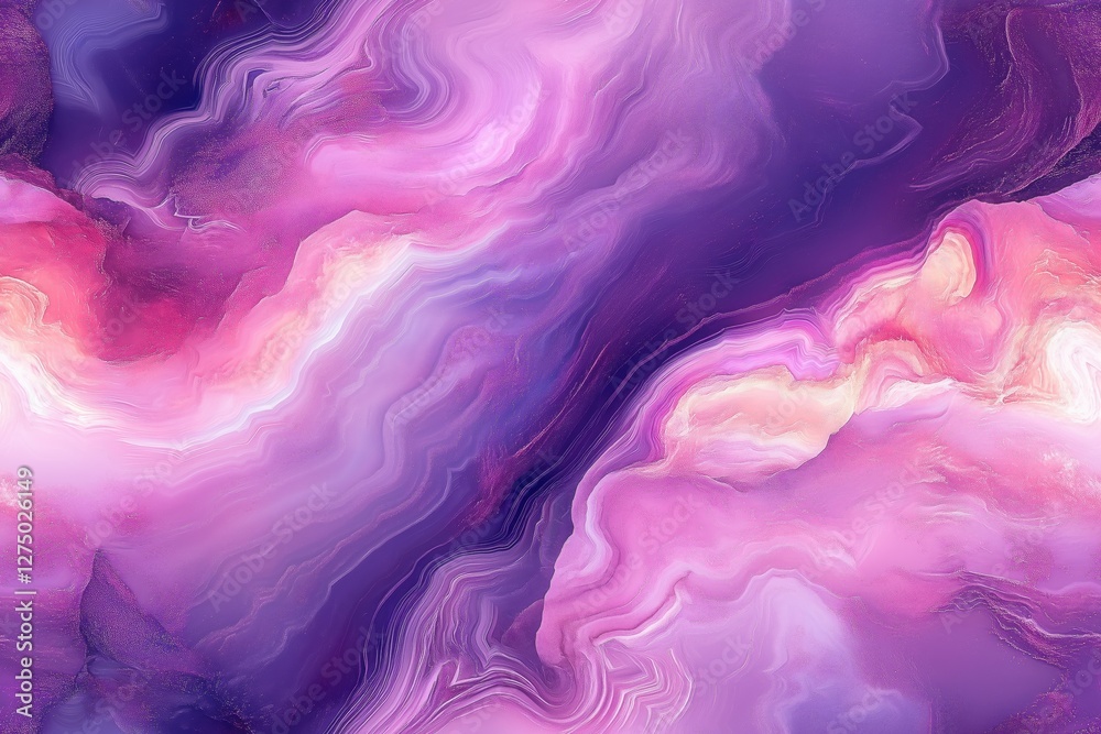 Obraz premium Seamless Persian Agate vibrant abstract artwork featuring swirling shades of purple, pink, and white. The fluid patterns create a sense of movement and depth, ideal for modern decor.