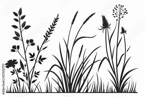 set of Grass silhouette vector illustration
