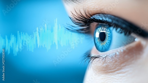 Eye meets soundwave, a captivating fusion of sight and sound in digital art closeup