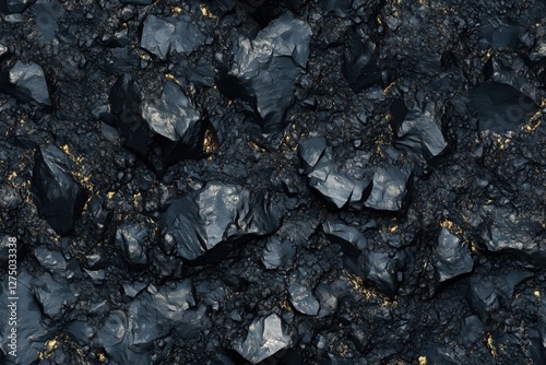Wallpaper Mural Seamless Yanyuan dark, rough rocks with shiny, golden flecks scattered throughout. The texture is rugged and uneven, showcasing a natural mineral formation. Torontodigital.ca