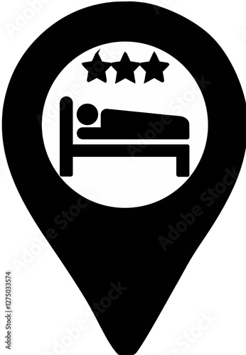Black map location point icon for shops, supermarkets and other places of trade, transparent background, symbolizing navigation or GPS positioning