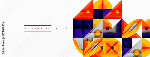 Dynamic geometric composition with sharp angles, circular forms, and gradient colors