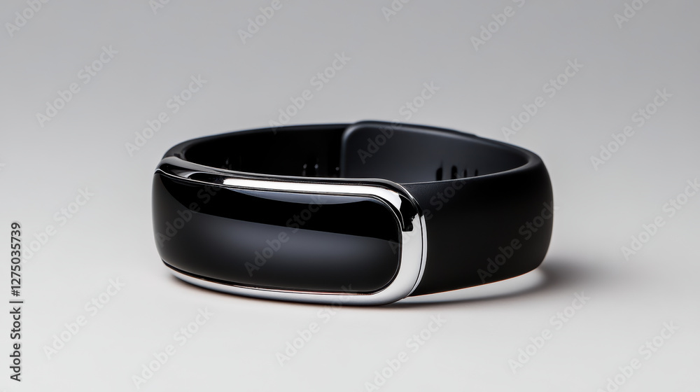 sleek black wristband with futuristic design and metallic accents sleek black wristband with futuristic design and metallic accents