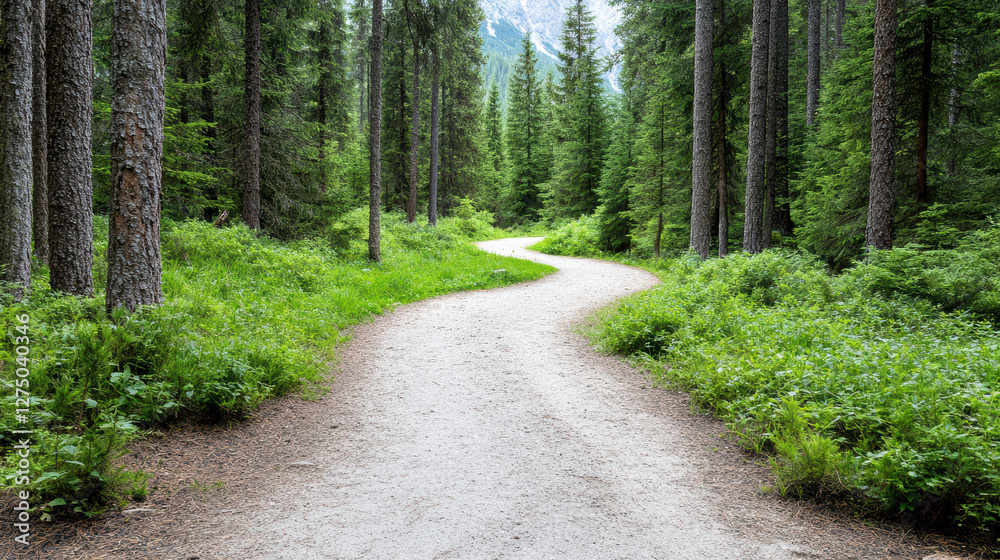 winding dirt path through tranquil pine forest surrounded by greenery winding dirt path through tranquil pine forest surrounded by greenery