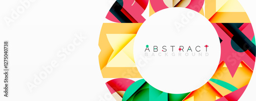 Abstract geometric artwork with interwoven angular and curved shapes, dynamic composition with smooth gradients and bold contrasts
