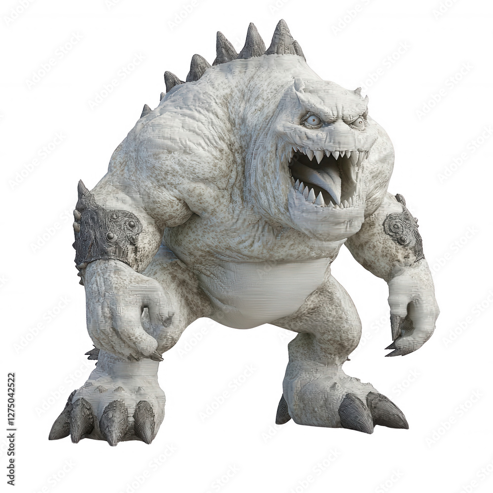Monstrous Creature Stands with Sharp Teeth and Spiked Back Monstrous Creature Stands with Sharp Teeth and Spiked Back