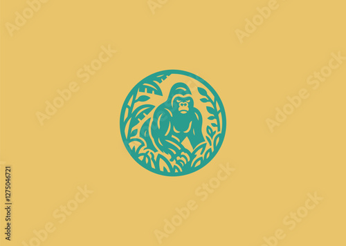 A strong gorilla and jungle logo representing nature, leadership, and raw power with a wild aesthetic.