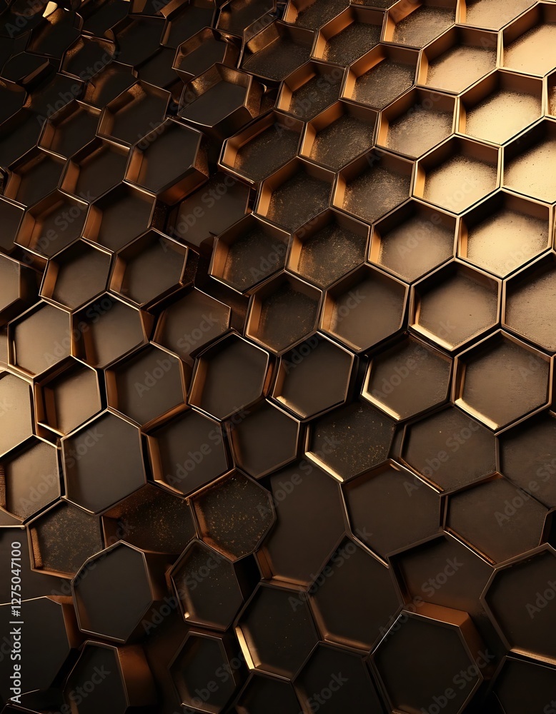 Textured Honeycomb Surface with Gleaming Edges and Sophisticated Appeal