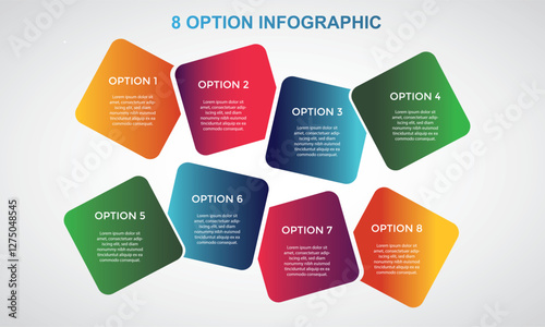 Modern clean square 8 steps editable diagram chart infographic design template vector illustrator
