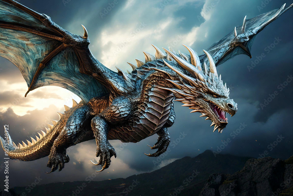 Fototapeta premium dragon flapping in the air