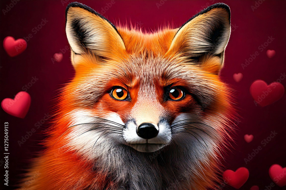 Fototapeta premium Valentine's Day and the Fox