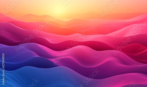 Abstract Sunset Sky with Gradient Waves, Generative AI