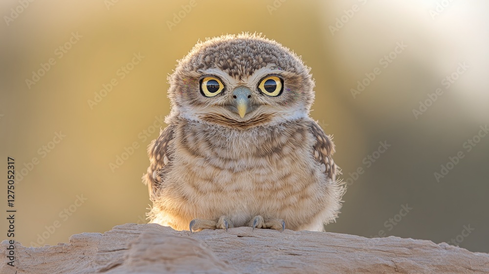 Fototapeta premium Adorable Little Owl Perched on Branch Wildlife Photography