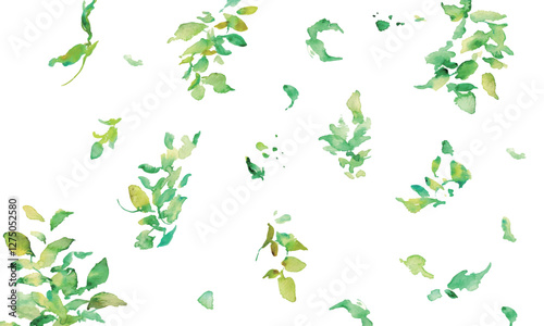 水彩画。水彩タッチのユーカリのベクターイラスト。水彩で描いた葉っぱの装飾フレーム。Watercolor painting. Vector illustration of eucalyptus with watercolor touch. Decorative frame with leaves painted in watercolor.