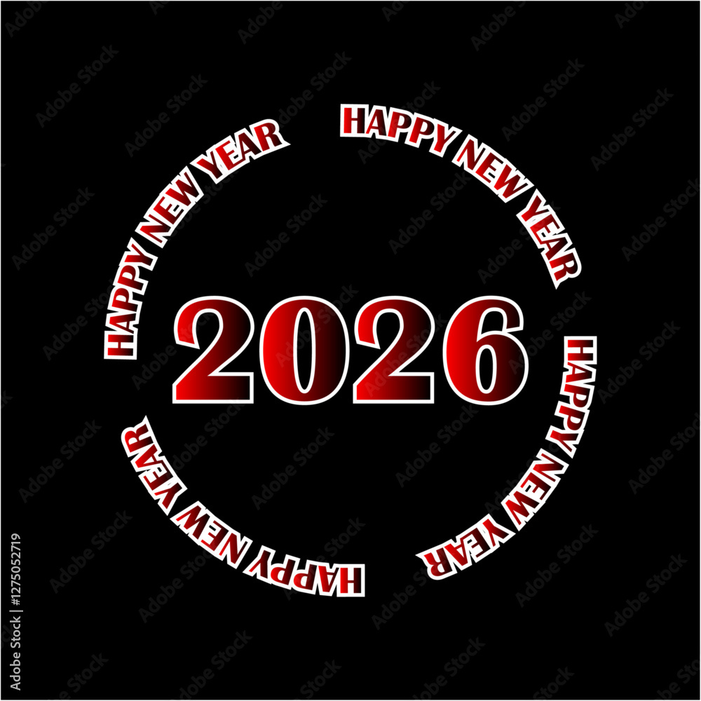 Obraz premium Happy New Year 2026 Graphic Design.A bold graphic design featuring the text 
