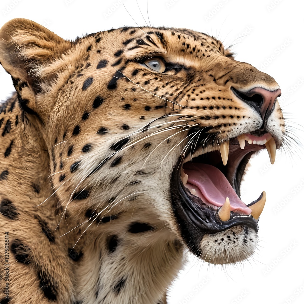 Naklejka premium Roaring Leopard Close-Up