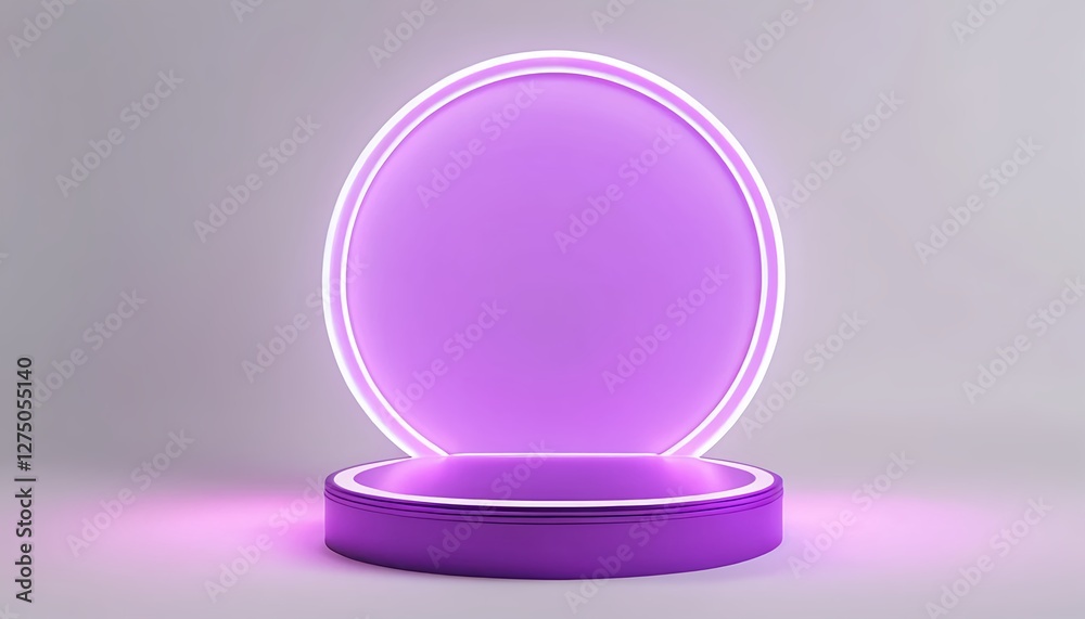 Purple Neon Oval Frame with Round Pedestal Purple Neon Oval Frame with Round Pedestal